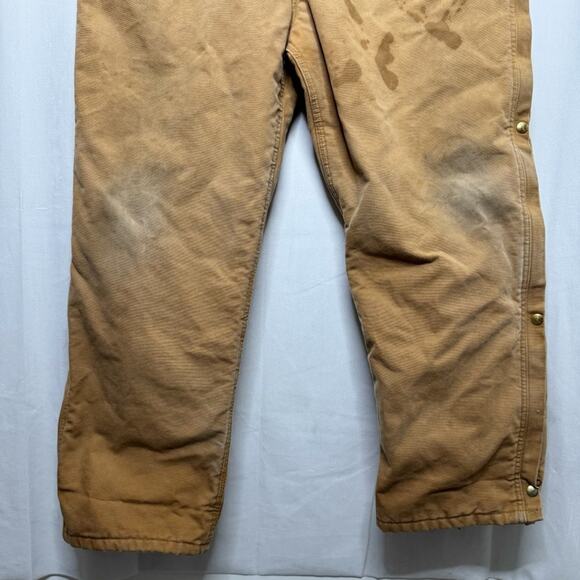 CARHARTT / vintage tan duck canvas fully quilt lined workwear coveralls / 48R - Picture 9 of 16